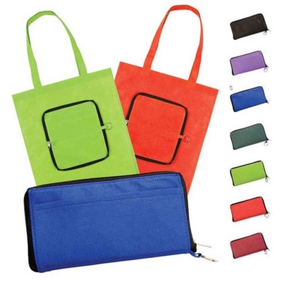 Bolso no tejido plegable de Tote Zipped 80gsm los 38X40cm