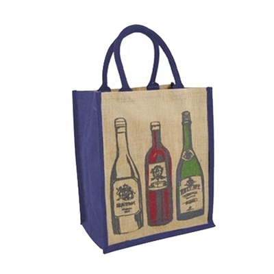 Bolso de compras de la arpillera del vino los 27x18x30cm de la botella del embalaje 6