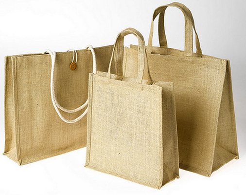 Bolso de compras reutilizable del yute 390gsm de la arpillera los 40x14x34cm