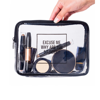 Bolso del lápiz del PVC del cosmético el 18x5x8cm de la manija del claro del OEM