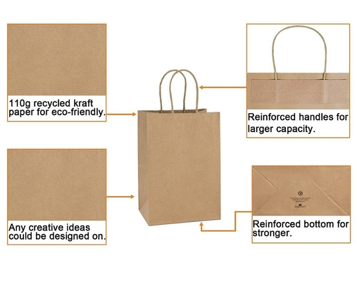 Bolsa de papel no tejido de Brown Kraft 200gsm CMYK los 26x12x33cm