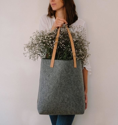 300m m Grey Felt Handbag